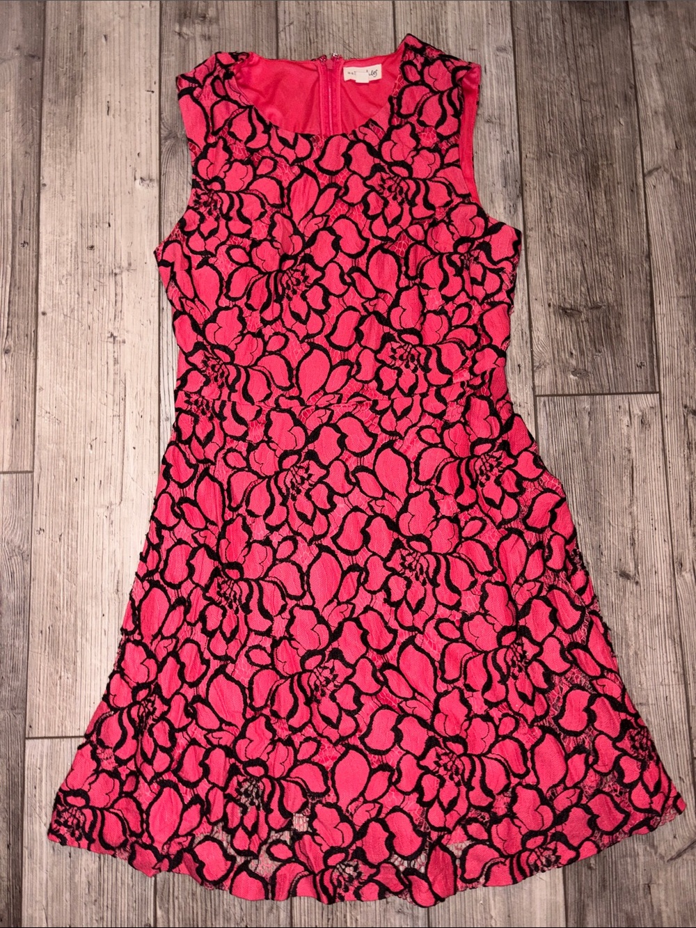 Madison Jules Pink Floral Lace Fit-and-Flare Dress